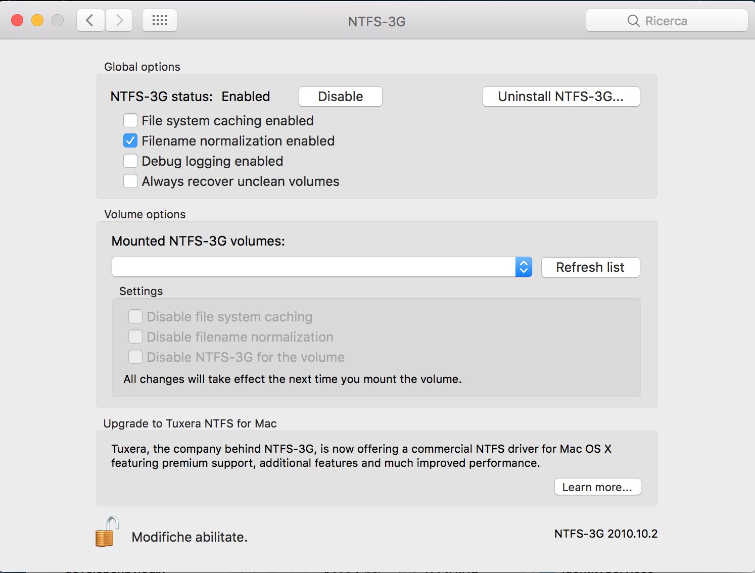 NTFS su Sierra - dettagli ntfs-3g